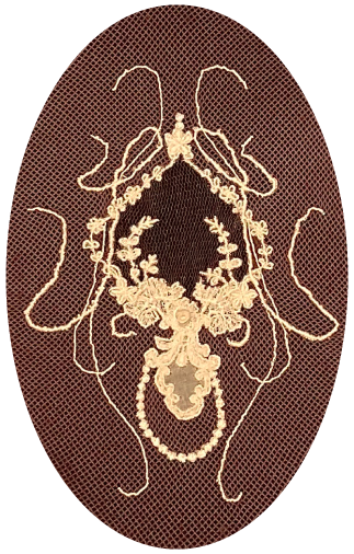 Boudreaux embroidered in the natural color of silk